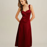 Red Sweetheart Neck A-Line Maxi Dress