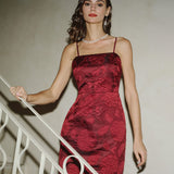 Red Jacquard Maxi Dress