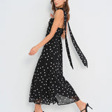 Black Polka Dot Slip Maxi Dress