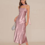 Pink Slip Mermaid Satin Maxi Dress