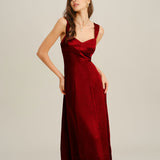 Red Sweetheart Neck A-Line Maxi Dress