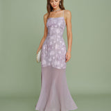 Purple Sequins Jacquard Slip Maxi Dress