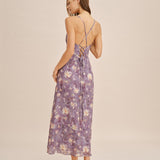 Purple X Cross Jacquard Slip Maxi Dress