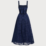 Navy Jacquard Slip Maxi Dress