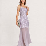 Purple Sequins Jacquard Slip Maxi Dress