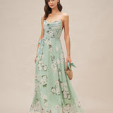 Green Cowl Neck Floral Maxi Dress