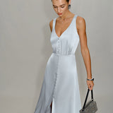 Grey A-Line Sleeveless Maxi Dress