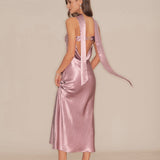 Pink Slip Mermaid Satin Maxi Dress