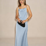 Light Blue Slip A-Line Maxi Dress