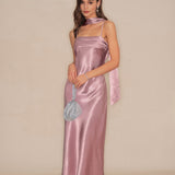 Pink Slip Mermaid Satin Maxi Dress