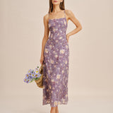 Purple X Cross Jacquard Slip Maxi Dress