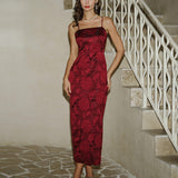 Red Jacquard Maxi Dress