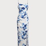 Blue Floral Bohemian Slip Maxi Dress