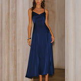 Navy A-Line Slip Maxi Dress