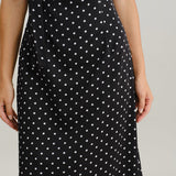 Black Polka Dot Cowl Neck Slip Maxi Dress