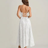 White X Cross Jacquard Slip Maxi Dress