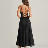 Black Jacquard Slip Maxi Dress