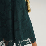 Green Jacquard A-Line Slip Maxi Dress