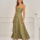 Sage Green X Cross Jacquard Slip Maxi Dress