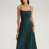 Green Jacquard A-Line Slip Maxi Dress