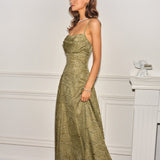 Sage Green X Cross Jacquard Slip Maxi Dress