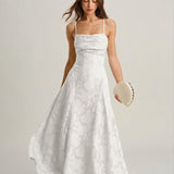 White X Cross Jacquard Slip Maxi Dress