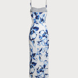 Blue Floral Bohemian Slip Maxi Dress