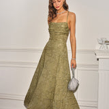 Sage Green X Cross Jacquard Slip Maxi Dress
