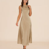 Apricot Ruffled Midi Dress