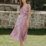 Purple Jacquard Slip Maxi Dress