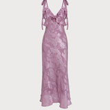 Purple Jacquard Slip Maxi Dress