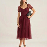 Red Sweetheart Neck Polka Dot Midi Dress