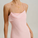 Pink Chiffon A-Line Slip Midi Dress