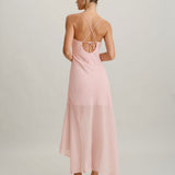 Pink Chiffon A-Line Slip Midi Dress