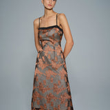 Caramel Floral Slip Midi Dress