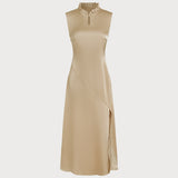 Apricot Ruffled Midi Dress