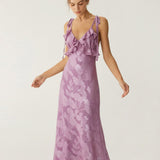 Purple Jacquard Slip Maxi Dress