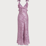 Purple Jacquard Slip Maxi Dress