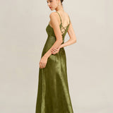 Green Jacquard Corset Slip Maxi Dress