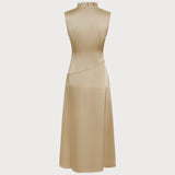 Apricot Ruffled Midi Dress