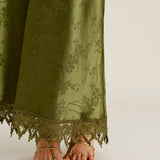 Green Jacquard Corset Slip Maxi Dress
