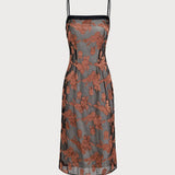 Caramel Floral Slip Midi Dress