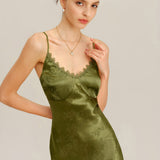 Green Jacquard Corset Slip Maxi Dress