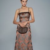 Caramel Floral Slip Midi Dress