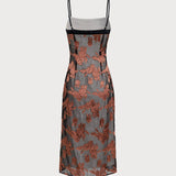 Caramel Floral Slip Midi Dress