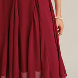 Red Chiffon A-Line Slip Midi Dress