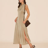 Apricot Ruffled Midi Dress