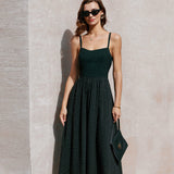 Black Sweetheart Neck Slip Midi Dress