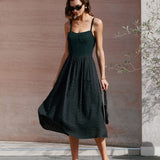 Black Sweetheart Neck Slip Midi Dress
