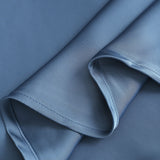 Blue Satin Boat Neck Slip Midi Dress